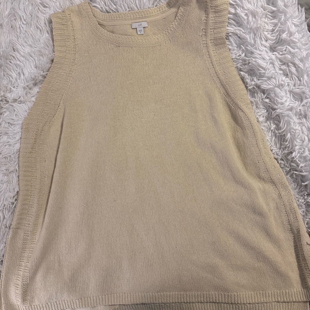 J. Jill Tan Ribbed Sleeveless Tunic Sweater Sleeveless Top